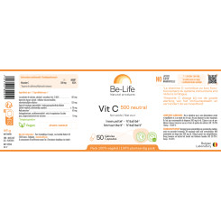 Vit C 500 neutral 50 gélules - Be-Life - Vitamine C, Acérola et Bioflavonoïdes - 2