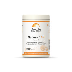 Natur-D 800 (Vitamine D3 - 800UI) 200 capsules - Be-Life - Vitamine A & D / huile de foie de morue - 1