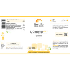 L-Carnitin 650 90 gélules acido-résistantes - Be-Life - Acides aminés - 2
