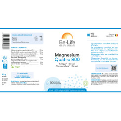 Magnésium Quatro 900 90 gélules - Be-Life - Magnésium (Mg) - 2