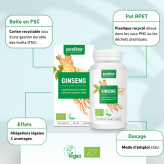 Ginseng Bio 300mg  80 gélules - Purasana - Gélules de plantes - 5