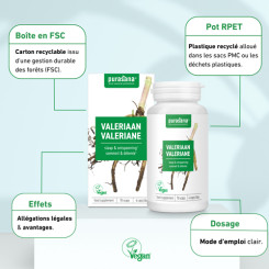 Valériane gélules (70 gél.) Extrait sec 30 mg - Purasana - Gélules de plantes - 5